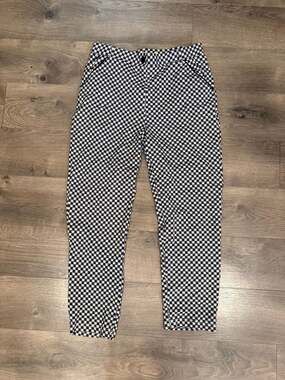 Betabrand Women's Catstooth Cat Print Straight Leg Chino Dress Pant Yoga Pant